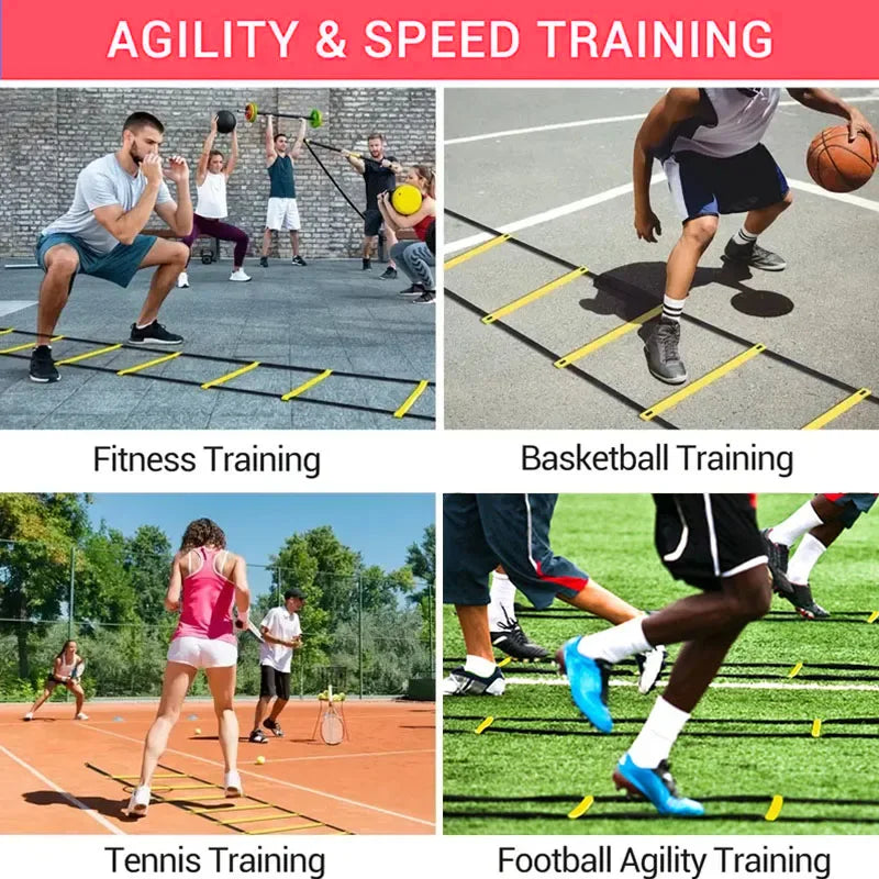 Sports Agility Ladder Football Adjustable Nylon Strap Jumping Ladder Speed Fitness Body Coordination Warm-Up Training Tool