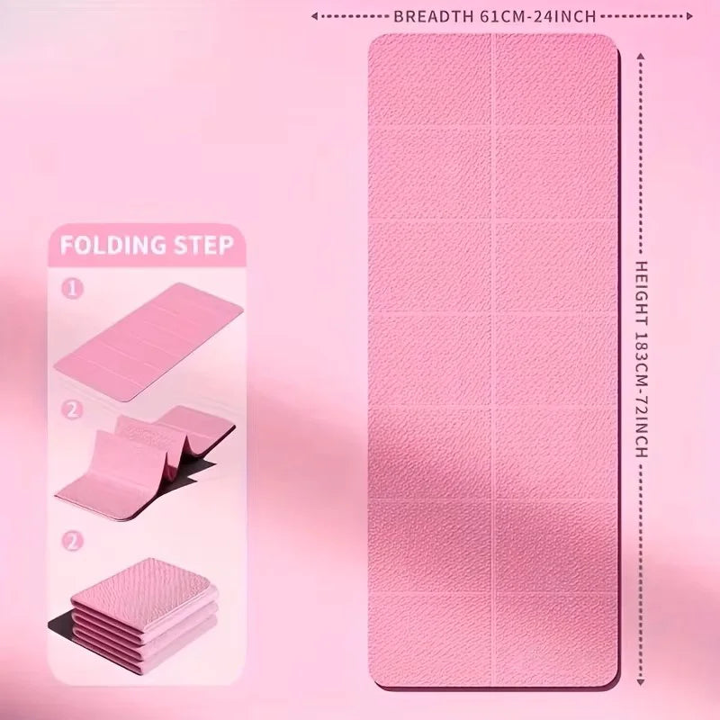Foldable Yoga Mat Mute Eco Friendly Folding Travel Fitness Exercise Double Sided Non-Slip for Pilates & Floor Workouts Dance