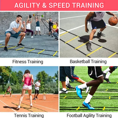 Sports Agility Ladder Football Adjustable Nylon Strap Jumping Ladder Speed Fitness Body Coordination Warm-Up Training Tool